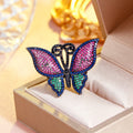 Resizable Chunky Red Green Cubic Zirconia Stone Paved Luxury Big Butterfly Women Party Wedding Engagement Rings