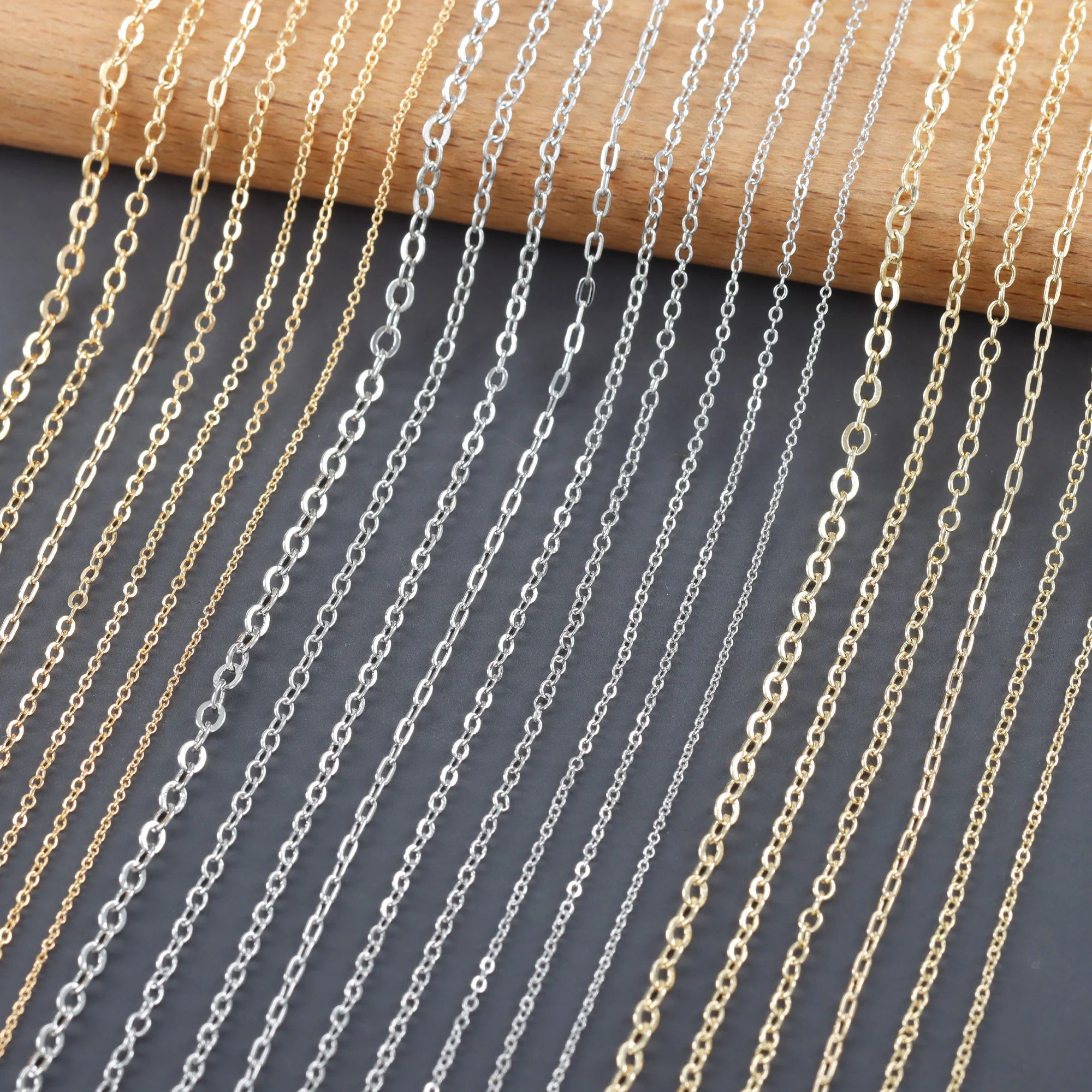 C259  3m/lot Wholesale Copper Metal Diy Thin Link Necklace Chain for Jewelry Making Women Men Accessories