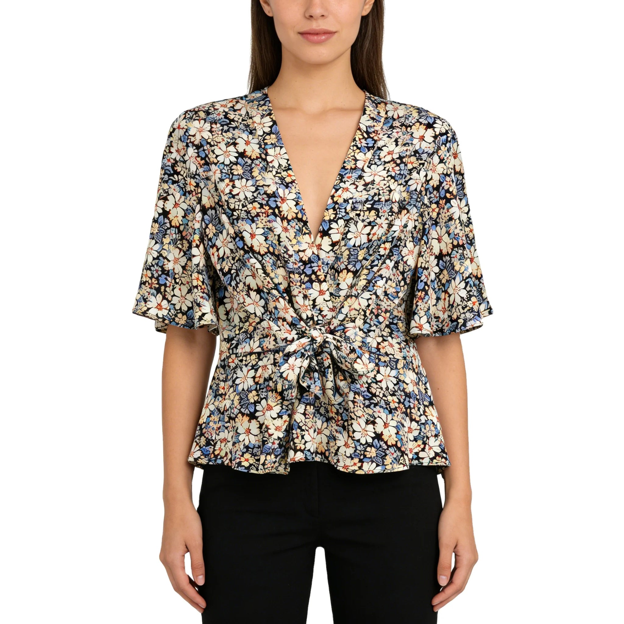Pretty Sweet Short Women's Blouses Flowers Blouse With Flower Flowers Blous