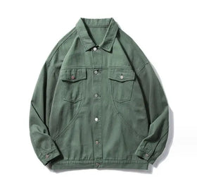 Men's Denim Jean Jacket Casual Outwear Loose Jacket Denim Button up Coat Oversize Denim Jacket for Male