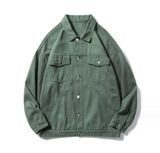Men's Denim Jean Jacket Casual Outwear Loose Jacket Denim Button up Coat Oversize Denim Jacket for Male