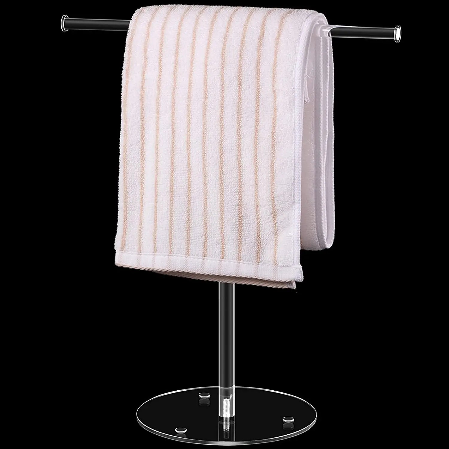 Clear Acrylic Modern Hand Towel Stand Towel Rack T-Shape Hand Towel Holder Stand Acrylic Jewelry Display Stand