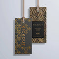 Custom Logo Gold Foil Embossed Kraft Paper Printed Luxury Premium OEM Wholesale Brand Garment Clothing Swing Hang Tags String