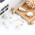 Wholesale Stainless Steel Welded Ring With White Peals Water Drop Shape Straight Hole Pearl Bead for Jewelry Making DIY Findings