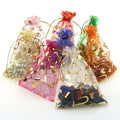 7X9Cm Small Ready Ship Stock Hot Gold Printing Heart Drawstring Organza Gift Bag Pouch Wholesale