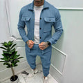 Men's Tracksuit Autumn Winter Sportswear 2 Piece Set Long Sleeve Polo Shirt+pants Solid Sweatsuit Sports Suits for Male
