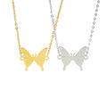 Lucky Fashion Jewelry Smooth High Polish Butterfly Pendant Choker Necklace Stainless Steel 18K IP Gold Plated Butterfly Necklace
