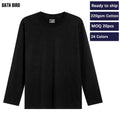 Premium 220gsm 100% Cotton Heavyweight Long Sleeve Tshirt Custom Embroidery Screen Printing Logo Tee Crew Neck Men's T Shirt