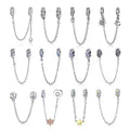 DIY Making Jewelry 925 Sterling Silver Zircon Safety Chain Link Charm Beads