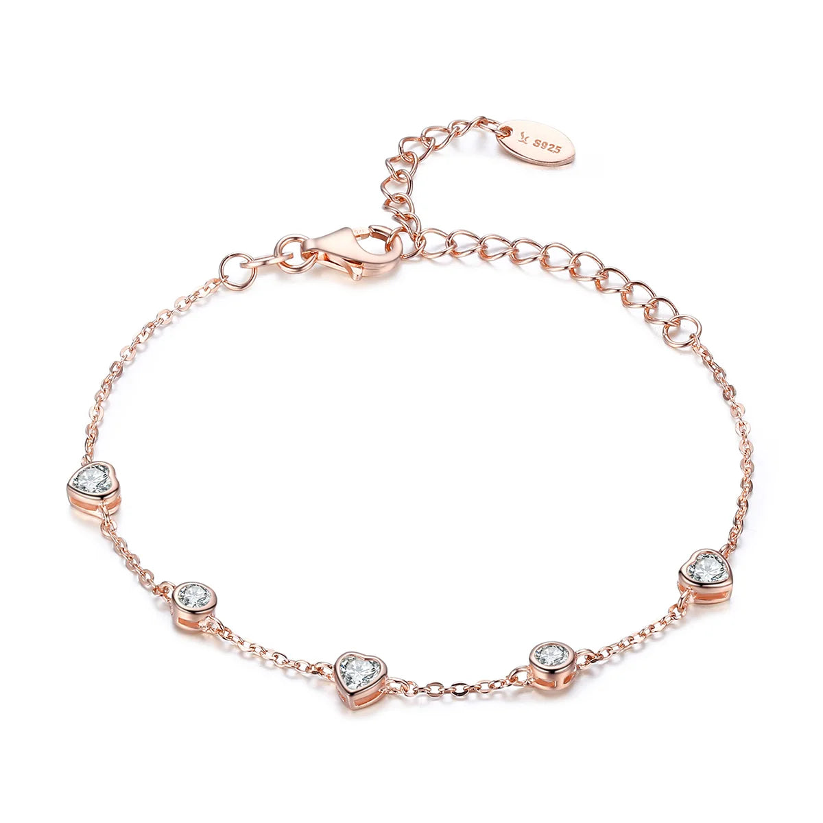European Bracelet Charm Simple Beauty Bracelet Sterling Silver Fashion Personality Heart-Shaped S925 Silver Bracelet