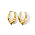PVD Plated Stainless Steel Hoop Earrings Dainty CC Shape Hollow V Drop Trendy Geometric Design Waterproof for 1-2 Years Fashion