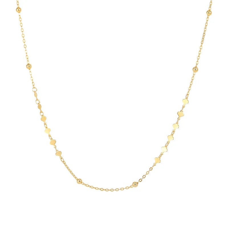Fashion Jewelry 925 Sterling Silver Heart Necklace Heart Shape Round Beads Gold Plated Choker Necklaces for Women