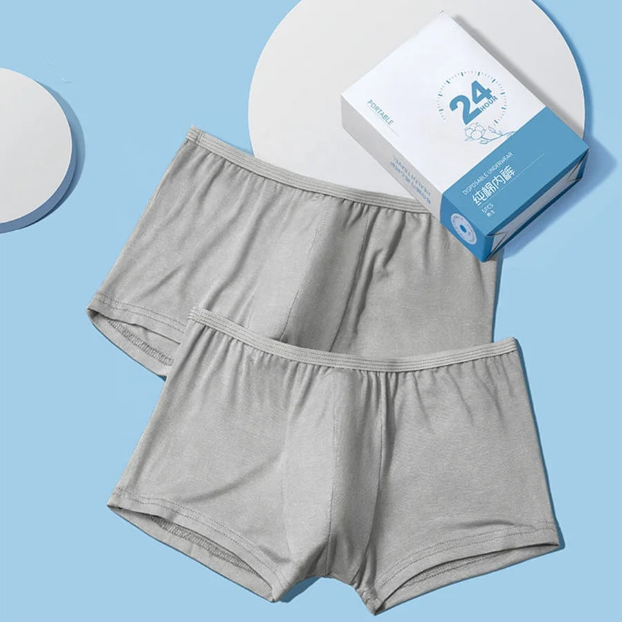 Custom Size Packaging Cotton Breathable Elastic Boxer Briefs Disposable Underwear for Men