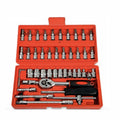 46 Pcs Manual Machine Car Repair Combination Tool Sets 1/4" Auto Socket Wrench&Screwdriver Bits Kits