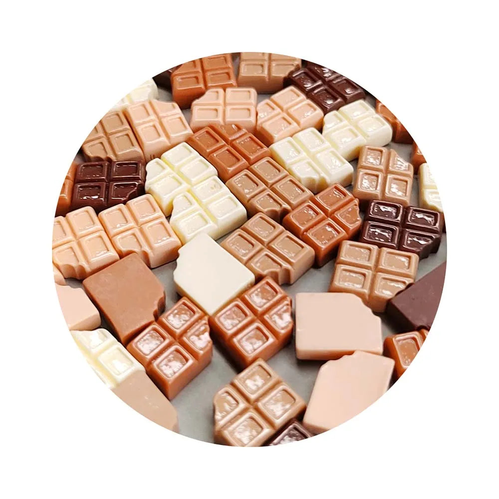 Cute Mini 100pcs Simulation Mini Chocolate Charms Resin Slime Fillers Food Scrapbook Earring Bow Jewelry Findings Components