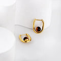 Vintage Jewelry Tiger Eye U-shaped Vermeil Hoop Earrings Waterproof 18k Gold Plated Stainless Steel Hoop Earring for Women