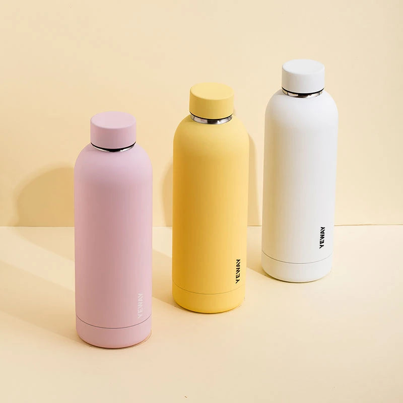 YEWAY Botellas De Agua Ecofriendly Reusable 500ml Double Walled 18/8 Stainless Steel Yoga Sport Water Bottle with Custom logo