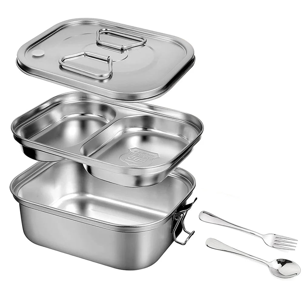 Stainless Steel Lunch Box for Kids Adult Double Layer Lunch Container Thermal Insulation Bento Box Food Container Microwaveable