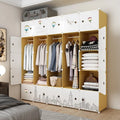 Multi-Purpose Modern Extendable PP Plastic Foldable Portable Bedroom Wardrobe with Yellow White Door