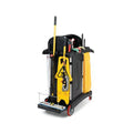 Rubbermaid FG9T7500BLA Commercial Cleaning Hotel Bar Janitorial Trolley Cleaning Supplies Service Cart