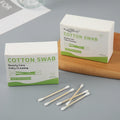 200 Pieces Cotton Buds With Bamboo Sticks in Plain Paper Box for Makeup Removal and Skin Care