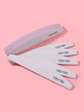 Professional Double Sided Half Moon Nail File 100/180 Grit EVA Thickened Emery Board Washable Nail File for Nail Salon MegaBDM