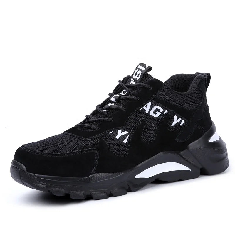 GUYISA Black Lightweight Steel Toe Men's Work Shoes for Man Safety Shoes Sefty Shoes Work Toes