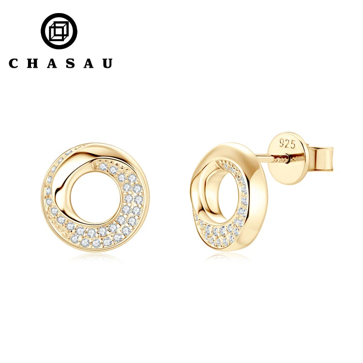 GRA Certification D Color Moissanite Earrings 925 Sterling Silver Round Doughnut Circle Stud Earrings for Girls Women