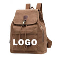 Custom logo Retro Travel Backpack Student Bag Casual Female Backpack Canvas Leather Backpack