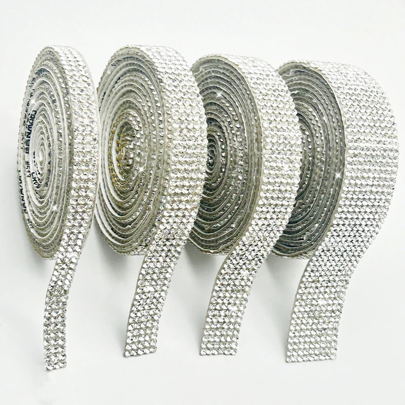 Bling 3mm Motif Rhinestone Tape Self-Adhesive Diamond Ribbon for Crafting DIY Art & Decoration Crystal Rhinestone Strips Wrap MegaBDM