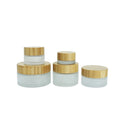 Cosmetic Frosted Glass Jars 5g-100g Bamboo Wooden Lid for Skin Care Eye Cream Body Butter Face Masks Personalized Engraved Logo