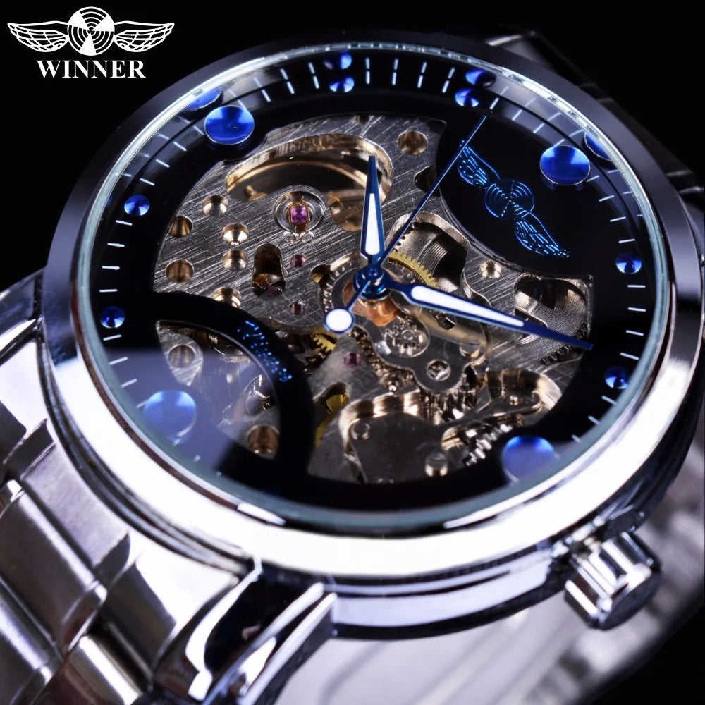 Winner Mechanical Watch Sports Leather Wrist Mens Watches Top New Luxury Montre Homme Clock Skeleton Wristwatches Men Watch
