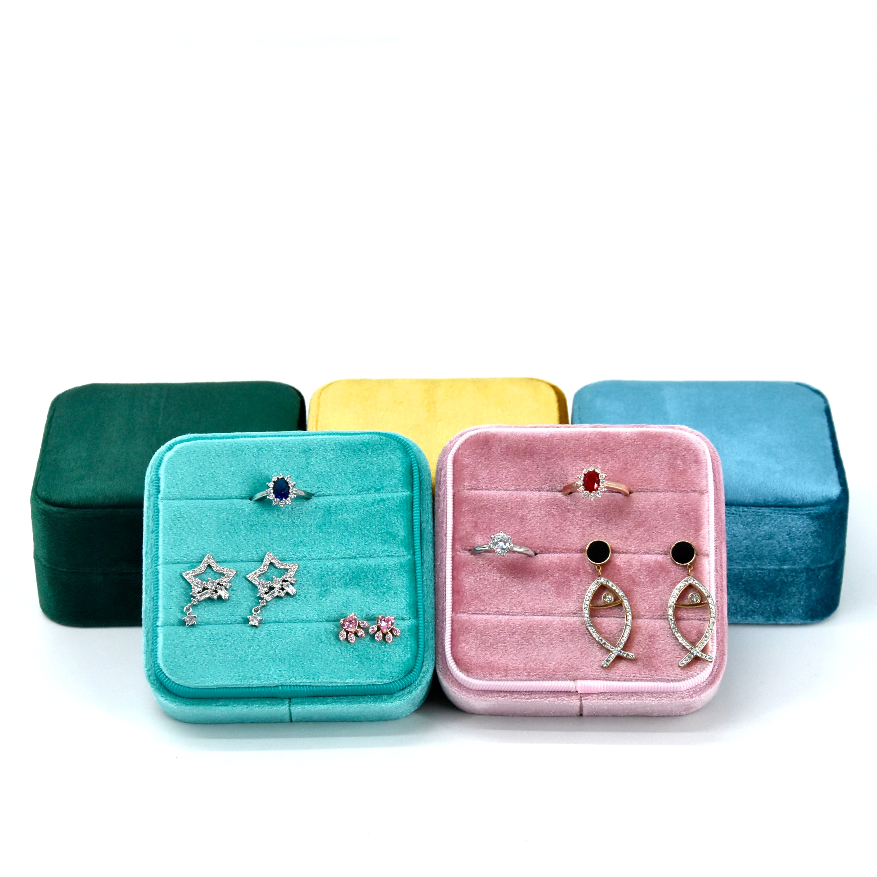 Luxury Velvet Mini Travel Jewelry Tray Velvet Ring Storage Box Ring Display Tray Factory Wholesale Velvet Custom Jewelry Box
