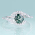 C2260 Eco-Friendly Production 925 Sterling Silver Round Cut Natural Gemstone Fine Moss Agate Wedding Ring