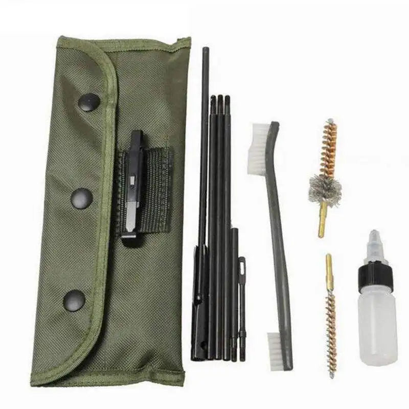 Portable Hunting Accessories Cleaning Kit 12pcs .22 .30 Caliber Gun Cleaner Brush Empty Oil Bottle 22cal 5.56mm Pipe Pouch