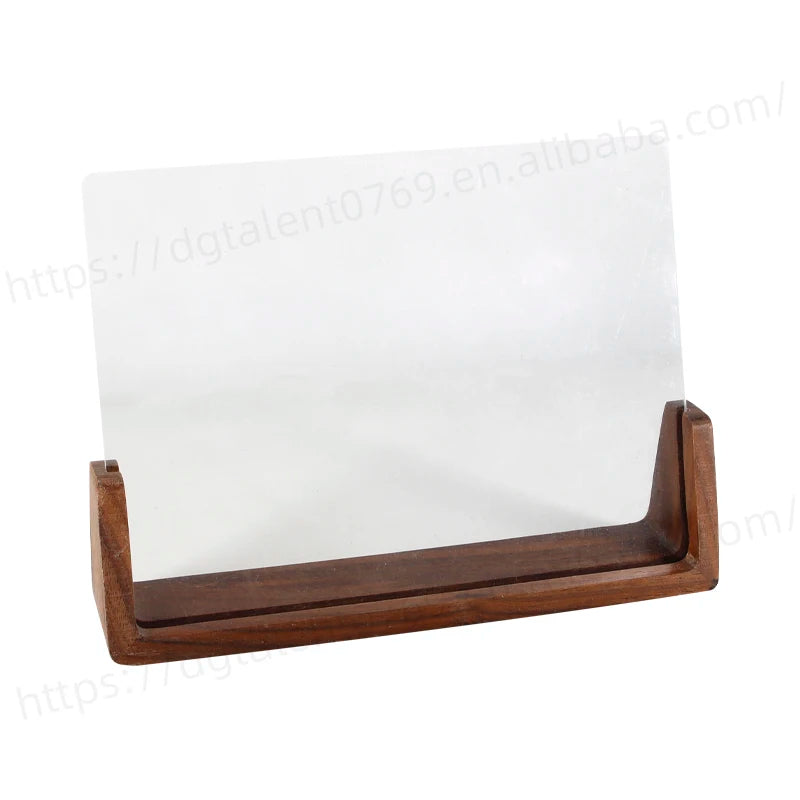 Tailai Transparent Frameless Photo Frames Wood Rustic Photo Frame Made of Walnut Wood Base Custom Logo