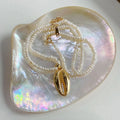 Trendy 18K Gold Plated Seashell Pendant with 925 Sterling Silver Pearl Chain Necklaces for Women