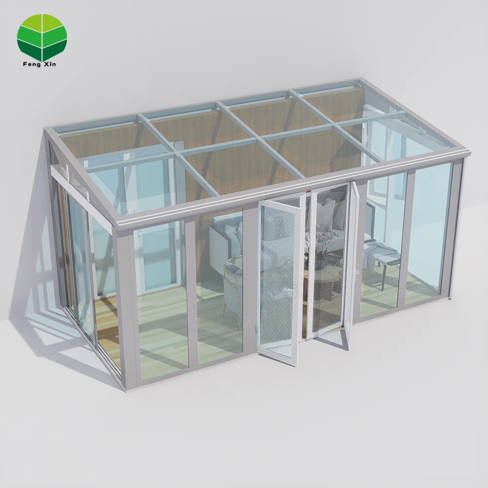 Low-E Glass Protection Sun Room Sunroom Glass HousePrefabricated Aluminium Conservatory 1 Set for Backyard