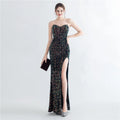31155# New Magic Beads After Tied Rope Corset Type Side Slit With Chest Fish Bone Evening Dress
