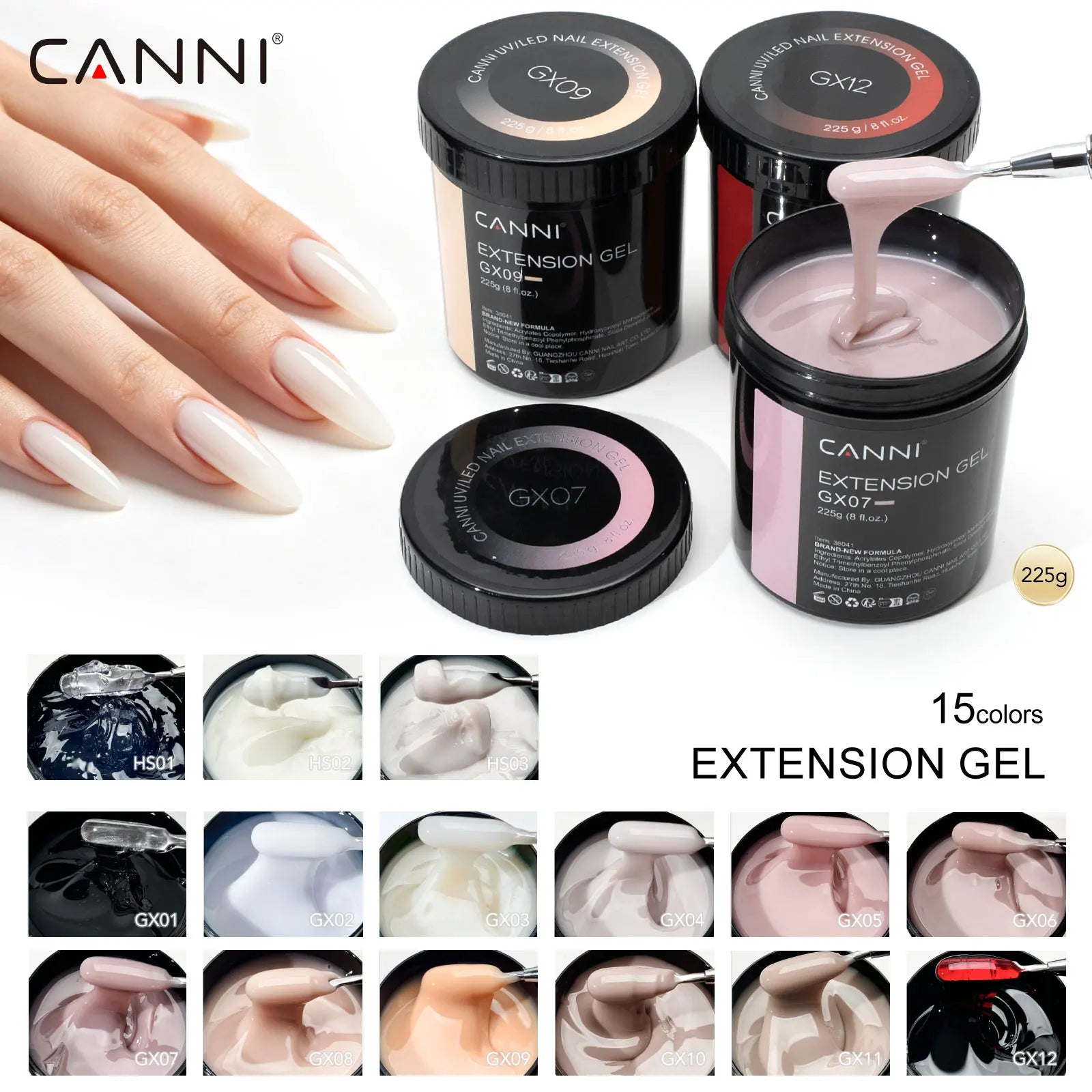 225G Soak off CANNI TPO HEMA FREE Uv Gel Venalisa Jelly Extention 8oz Thin & Thick Led Uv Gel