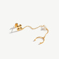 Chris April in Stock 316L Stainless Steel PVD Gold Plated Ear Cuff Freshwater Pearls Chain Earrings