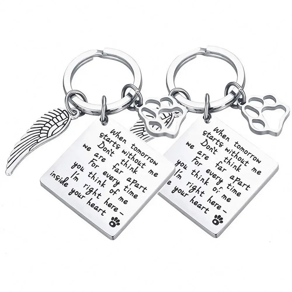 Dog Keychain Custom Metal Key Chains Cat Dog Memorial Gift Necklace Loss of Dog Gift Pet Sympathy Gift for Puppy Keyring Pendant