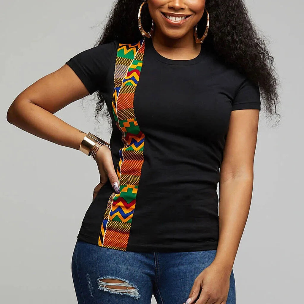 S-2XL Custom Camiseta Couple T Shirt O-neck Short Sleeve Casual Tee Tops African Style Ethnic T-shirt for Women Men Unisex