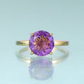 KH073 Abiding Custom Fine Jewelry Solitaire Round 8mm 9mm Natural Amethyst Gemstone 925 Sterling Silver Best Engagement Ring