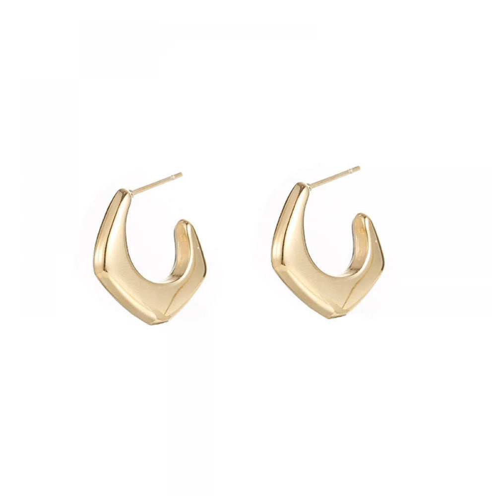 Fashion Non Tarnish Jewelry Aretes Y Accesori Por Mayor Irregular Gold Plated Stainless Steel Hoop Geometric Earrings