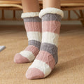 Women's Warm Soft Thick Adult Black Gray Strip Unisex Soft Cozy Home Sleep Floor Fuzzy Slipper Winter Cashmere Socks