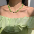 Collar De Cristal Bohemian Green Gravel Natural Semi-precious Stone Necklace Women's Fashion Jewelry Green Crystal Necklace
