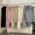 OFTBUY Soft Spring Autumn Blouse Real Fox Fur Warm Knitted Suit Top T-shirt Hooded Women Casual Sweater Loose Lady Elegant