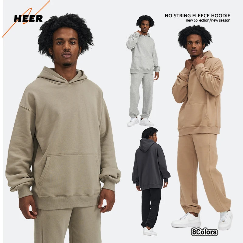 Streetwear Plain Blank Oversize Pullover Hoodies Custom 100% Cotton Men's Hoodies Sweatshirts