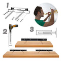 Double T Type Iron Wall Shelf Support Concealed Floating Angle Bracket Single Layer Bulkhead Hardware 6 Holes 300mm Powder